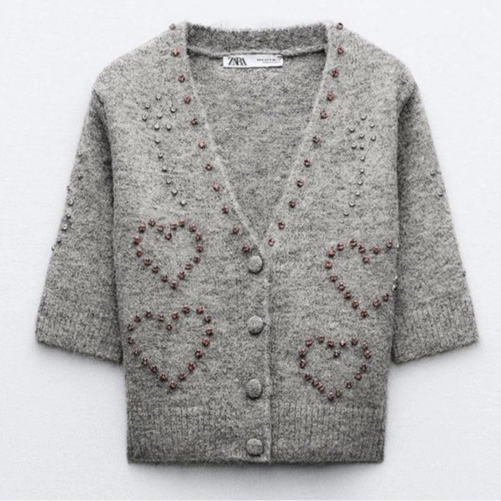 ZARA ✨VIRAL✨ ♥️ Rhinestone Appliqué Cardigan - Picture 3 of 17